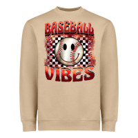 Baseball Vibes Smiley Face Heavyweight Sweatshirt | Teevron