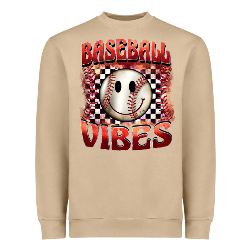 Baseball Vibes Smiley Face Heavyweight Sweatshirt by BarkalooDesign | Teevron