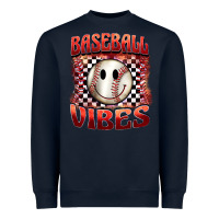 Navy baseball vibes smiley face Heavyweight Sweatshirt - BarkalooDesign