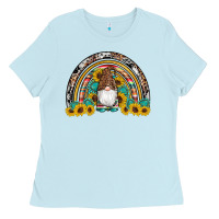 Baby Blue western gnome gemstones sunflowers rainbow Ladies Tee - Artiststas