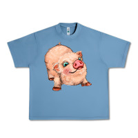 Pebble Blue pig Urban Heavy Tee - MaliasSmallBusiness