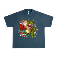 Midnight Navy Christmas dinosaur Urban Heavy Tee - MaliasSmallBusiness