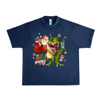 Navy Christmas dinosaur Urban Heavy Tee - MaliasSmallBusiness
