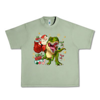 Oil Green Christmas dinosaur Urban Heavy Tee - MaliasSmallBusiness