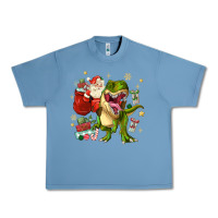 Pebble Blue Christmas dinosaur Urban Heavy Tee - MaliasSmallBusiness