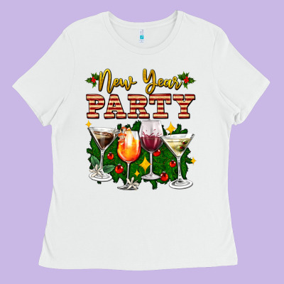 New Year Party Christmas Coctail Ladies Tee Designed By Adodesignshop