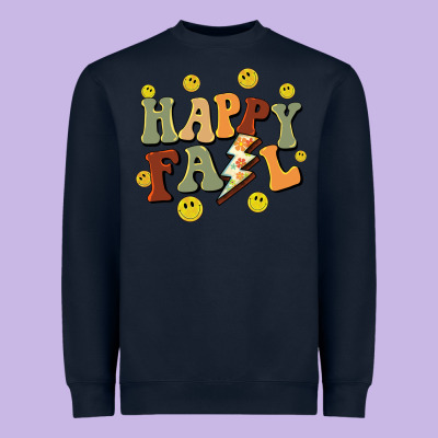 Happy Fall Smiley Face Heavyweight Sweatshirt Designed By Barkaloodesign