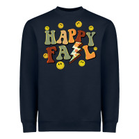 Navy happy fall smiley face Heavyweight Sweatshirt - BarkalooDesign