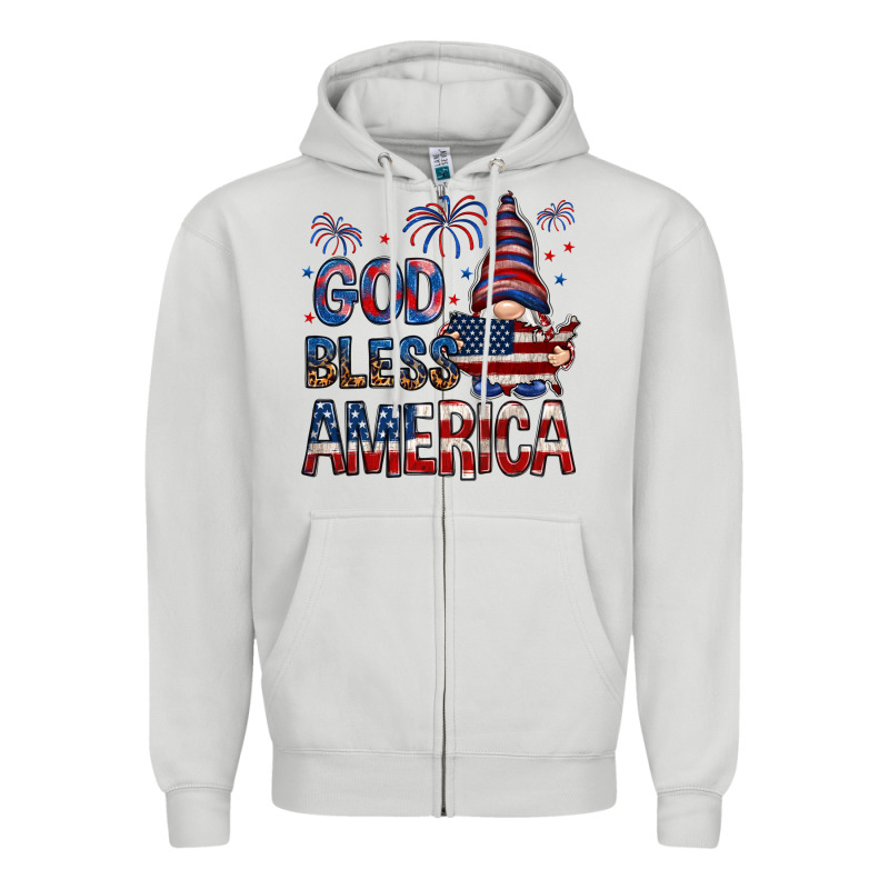 God Bless America With Gnome 4th Of July Zipper Hoodie by HowdyJamesFarm | Teevron