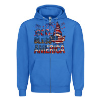 True Royal God Bless America with gnome 4th of july Zipper Hoodie - HowdyJamesFarm