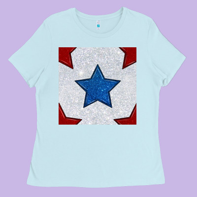 Glitter 4th Of July Seamless Pattern Ladies Tee Designed By Bundleandbundleshop