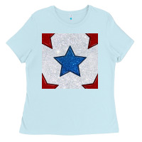 Baby Blue Glitter 4th Of July Seamless Pattern Ladies Tee - BundleAndBundleShop