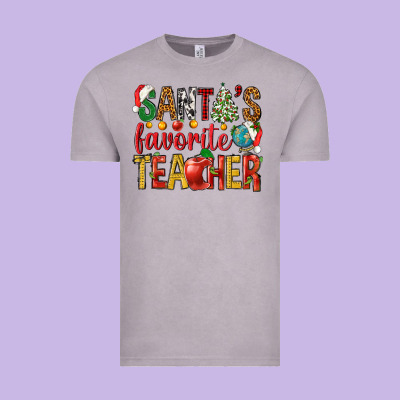 Santas Favorite Teacher Vintage Tee Designed By Nancycooperartshop