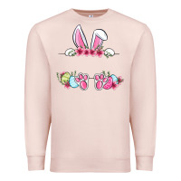Pale Pink Easter bunny name frame Premium Sweatshirt - OliviaCreatesArt