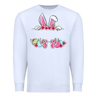 White Easter bunny name frame Premium Sweatshirt - OliviaCreatesArt