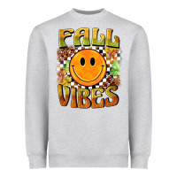 Heather Grey fall vibes smiley face Heavyweight Sweatshirt - BarkalooDesign