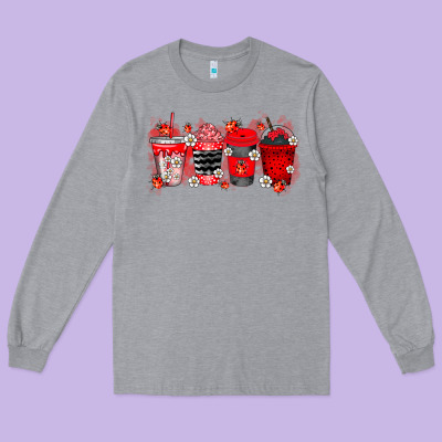 Lady Bug Drink Long Sleeve Tee Designed By Racoondesign