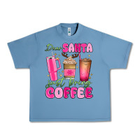 Pebble Blue dear santa just bring coffee Urban Heavy Tee - MaliasSmallBusiness
