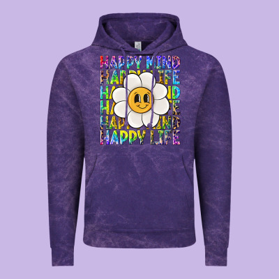 Happy Mind Happy Life Vintage Hoodie Designed By Nancycooperartshop