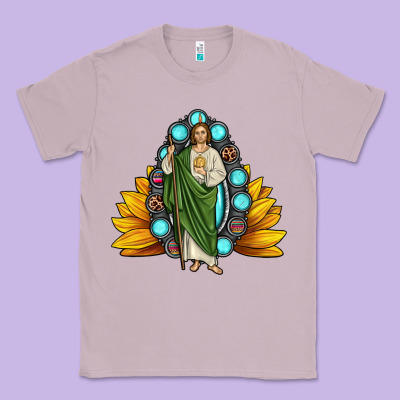San Judas Gemstone Sunflower Classic Tee Designed By Jahusdesignshop