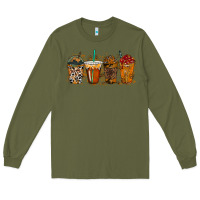 Army Green leopard and cowhide drink Long Sleeve Tee - RacoonDesign