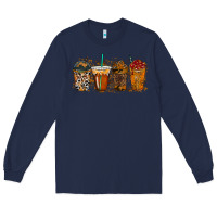 Navy leopard and cowhide drink Long Sleeve Tee - RacoonDesign