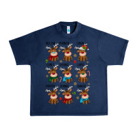 Navy christmas reindeers Urban Heavy Tee - MaliasSmallBusiness