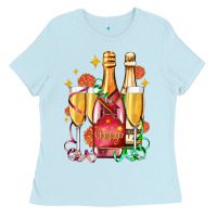 Baby Blue new year party champagne Ladies Tee - AdoDesignShop
