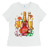 White new year party champagne Ladies Tee - AdoDesignShop