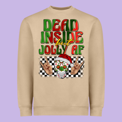 Dead Inside But Jolly Af Heavyweight Sweatshirt Designed By Barkaloodesign