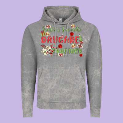 Santa's Favorite Daycare Provider Vintage Hoodie Designed By Maliassmallbusiness