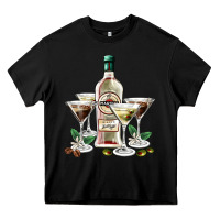 Black martini glasses and martini bottle Heavy Core Tee - AdoDesignShop