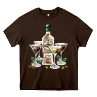 Chocolate Brown martini glasses and martini bottle Heavy Core Tee - AdoDesignShop