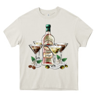 Cream martini glasses and martini bottle Heavy Core Tee - AdoDesignShop