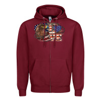Burgundy Love America Eagle 4th of july Zipper Hoodie - HowdyJamesFarm
