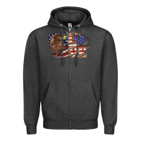 Charcoal Heather Love America Eagle 4th of july Zipper Hoodie - HowdyJamesFarm