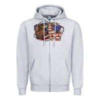Heather Grey Love America Eagle 4th of july Zipper Hoodie - HowdyJamesFarm
