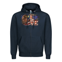 Navy Love America Eagle 4th of july Zipper Hoodie - HowdyJamesFarm