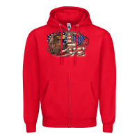Red Love America Eagle 4th of july Zipper Hoodie - HowdyJamesFarm