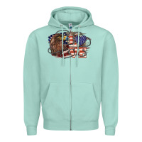 Seafoam Love America Eagle 4th of july Zipper Hoodie - HowdyJamesFarm