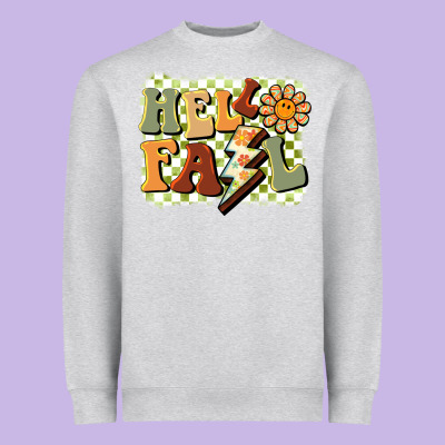Groovy Hello Fall Heavyweight Sweatshirt Designed By Barkaloodesign
