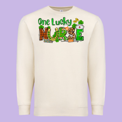St. Patrick's One Lucky Nurse Premium Sweatshirt Designed By Oliviacreatesart
