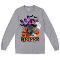 Heather Grey Boo heifer black angus Long Sleeve Tee - RanaPortraitStore