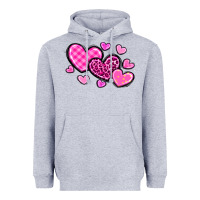 Heather Grey love hearts Heavyweight Hoodie - OliviaCreatesArt