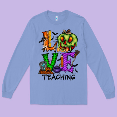 Love Taching Halloween Long Sleeve Tee Designed By Racoondesign