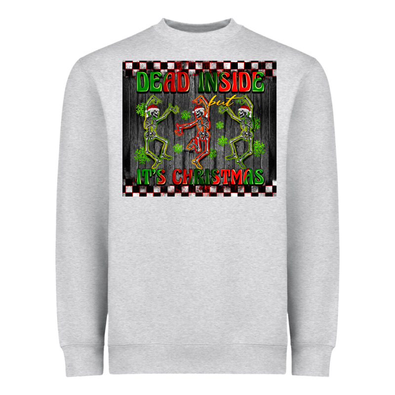 Dead Inside But It's Christmas Dancing Skeletons Heavyweight Sweatshirt by BarkalooDesign | Teevron