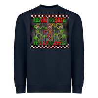 Navy dead inside but it's Christmas dancing skeletons Heavyweight Sweatshirt - BarkalooDesign
