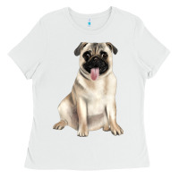 White pug Ladies Tee - JahusDesignShop