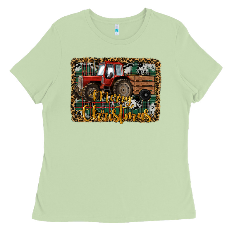 Merry Christmas Farm Tractor Ladies Tee by RanaPortraitStore | Teevron
