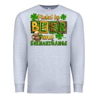 Heather Grey St. Patrick's Fueled by beer and shenanigangs Premium Sweatshirt - OliviaCreatesArt